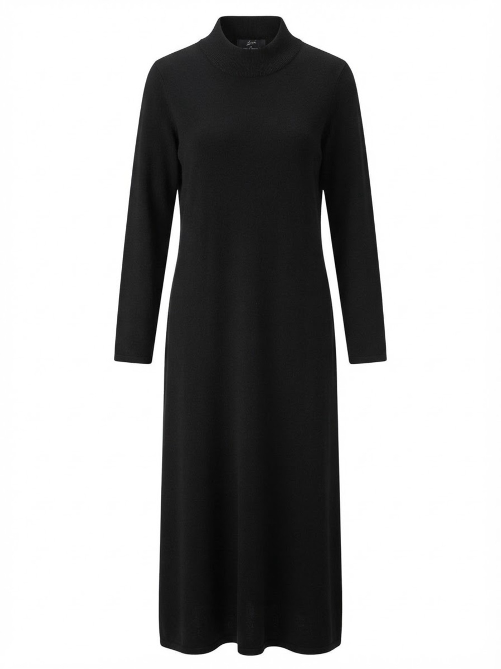Nina Leonard Black Mock Neck Long Sleeve Knit Maxi Dress Medium